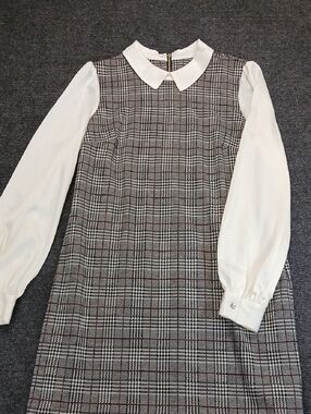 Tommy Hilfiger Plaid A-lined Shift Dress with White Peter Pan Collar Sz 12